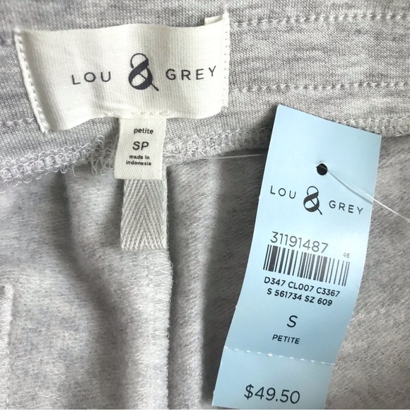 LOU & GREY SP Grey Sweatshirt Shorts S PETITE Adjustable Tie Elastic Waist NWT - Picture 5 of 13